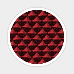 Paper Hats Pattern Dark Red Magnet